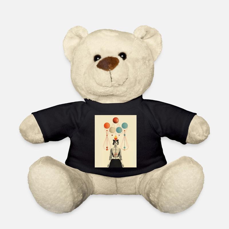 Denkende Zirkusdame Papiercollage - Teddy - Schwarz