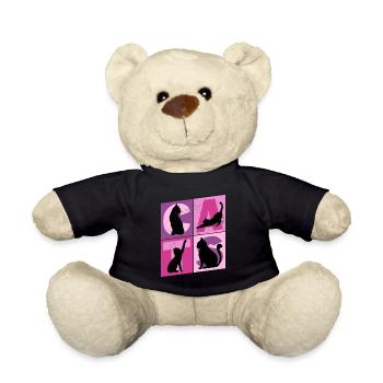 Silhouettes de chat rose rose violet vintage rétro - Nounours - noir - Devant