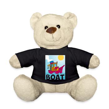 Colorful image of a funny tugboat - Teddy Bear - black - Front