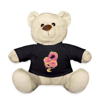 Bunter Drache Buchliebhaber - Teddy - Schwarz - Vorne