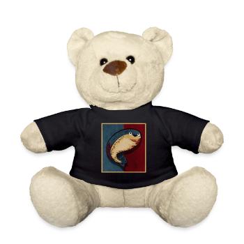 Sacabambaspis Fisch Meme Blau Rot Retro - Teddy - Schwarz - Vorne