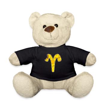 Zodiac Sign Aries Symbol - Teddy Bear - black - Front