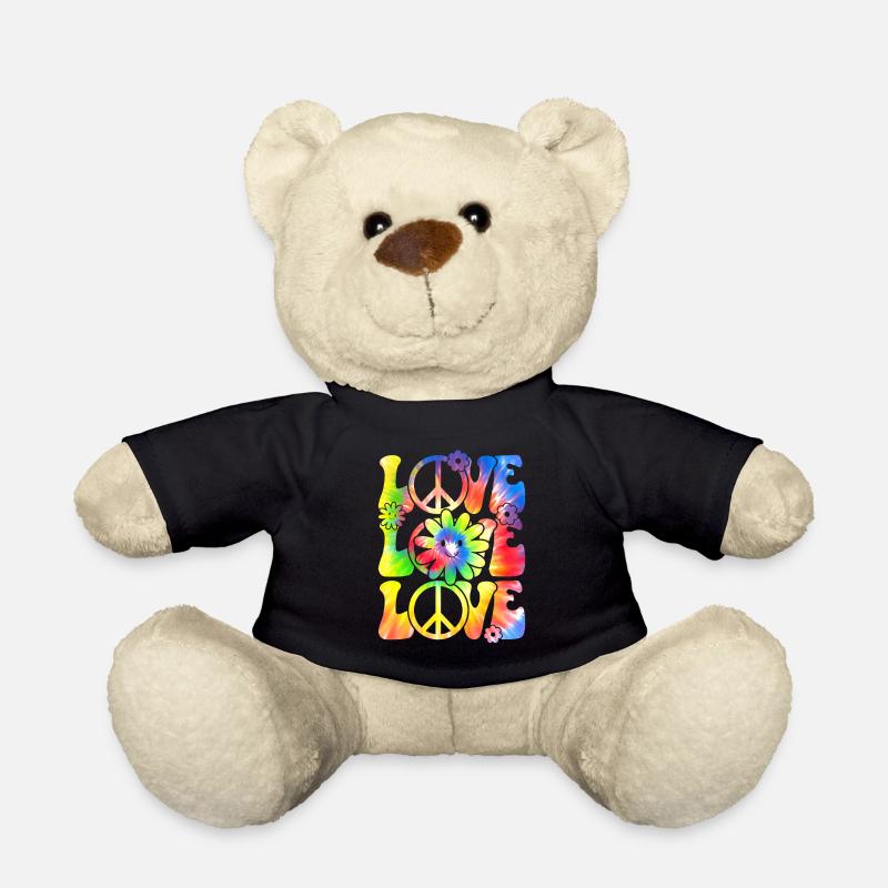Groovy Tie Dye Retro 70s Hippie Vintage - Teddy Bear - black
