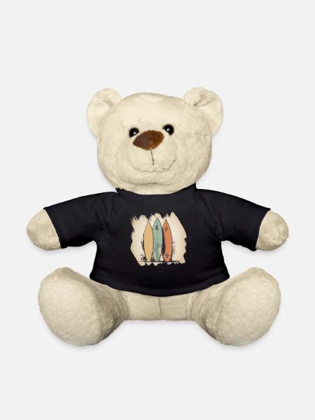 Surfboard, Supboard, SUP, Beach, Tropical, Sea, Palm - Teddy Bear - black