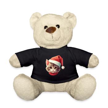 Cat Face Santa Claus St. Nicholas Cat Xmas - Teddy Bear - black - Front