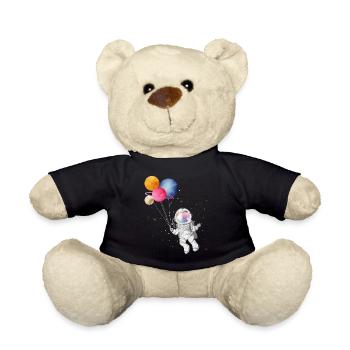 Astronaut with colorful planets as balloons - Teddy Bear - black - Front