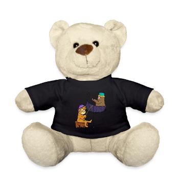 Sloths Angler Fishing Fish Fishing Rod Boat Child - Teddy Bear - black - Front