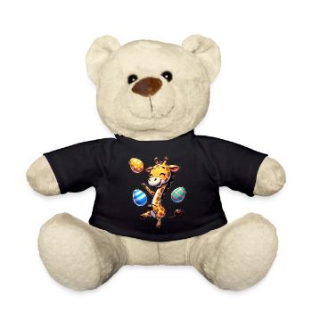 Easter Giraffe, Juggling Easter Eggs - Teddy Bear - black - Front