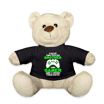 Video Games Gaming Boys Brother Teen - Teddy Bear - black - Front