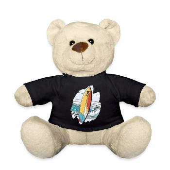 Surfboard, Supboard, SUP, Tropical, Sea, Palm Tree, Beach - Teddy Bear - black - Front