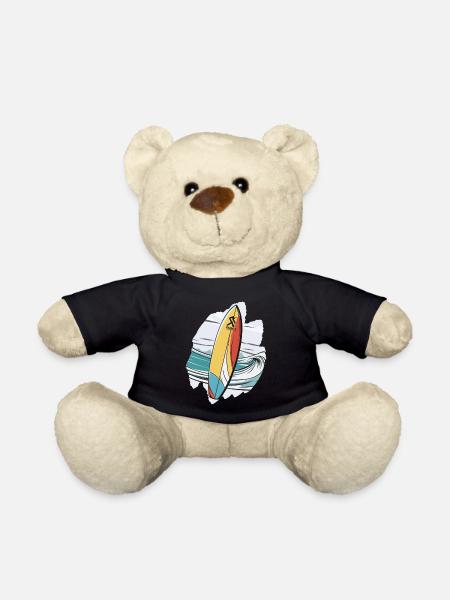 Surfboard, Supboard, SUP, Tropical, Sea, Palm Tree, Beach - Teddy Bear - black