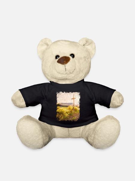 Holzkreuz in karger Landschaft | Jesus Cross - Teddy - Schwarz