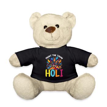Happy Holi Greetings Hinduism Indian Festival - Teddy Bear - black - Front