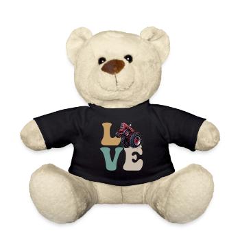 LOVE Tractor Pulling Tractor Driver Farmer Farming - Teddy Bear - black - Front