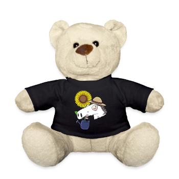 Horse, Sunflower, Gardener, Hobby Gardener, Flower - Teddy Bear - black - Front