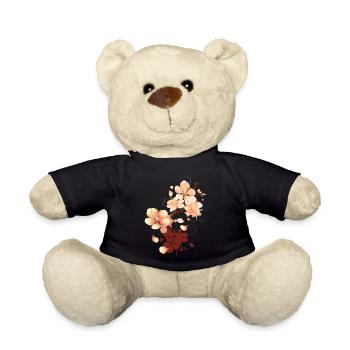 Graffiti de fleur de pêcher dans un ton pêche velouté - Nounours - noir - Devant