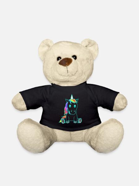 Einhorn Fabelwesen bunt Retro Vintage 80er - Teddy - Schwarz