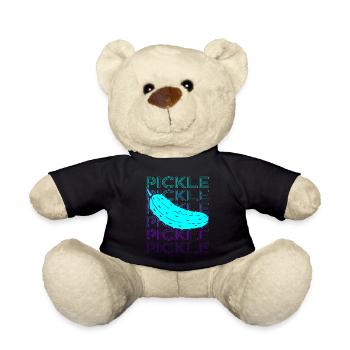 Pickle Cucumber Dill Retro - Teddy Bear - black - Front