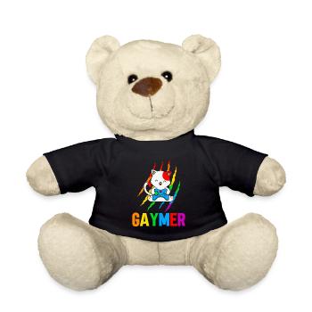 Gaymer LGBT Pride Rainbow Gamer Video Games - Teddy - Schwarz - Vorne