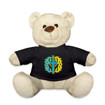 Ukraine Cross Crucifix Crosses - Teddy Bear - black - Front