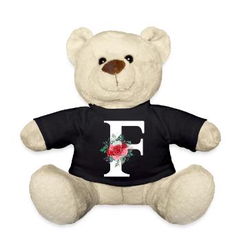 Lettre f floral rouge - Nounours - noir - Devant