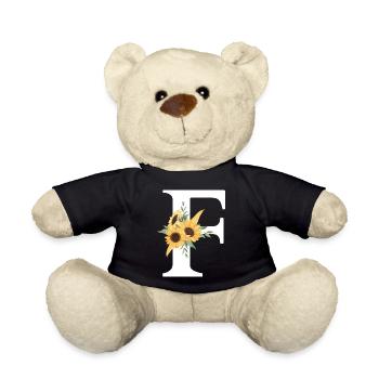 Letter f floral sunflower - Teddy Bear - black - Front