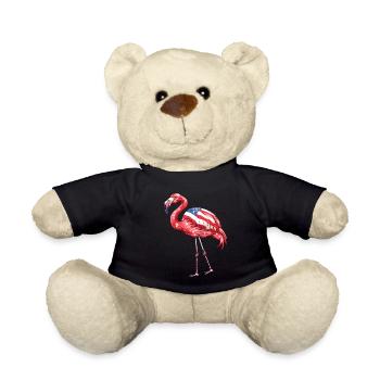 Flamants roses drapeau américain 4 juillet flamants roses cadeau - Nounours - noir - Devant