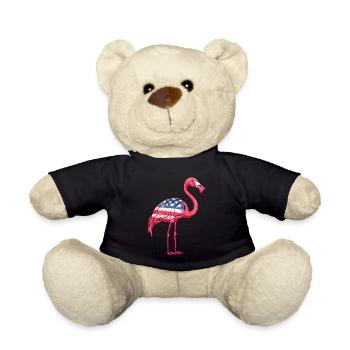 Flamants roses drapeau américain 4 juillet flamants roses - Nounours - noir - Devant