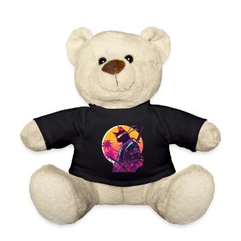 Cat Samurai 80er Vintage Stil - Teddy - Schwarz - Vorne