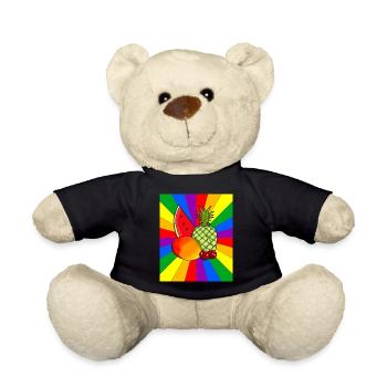 Rainbow Summer Fruits Fruit Vegetarian - Teddy Bear - black - Front