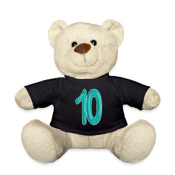 Zehn 10 Nummer Zahl - Teddy - Schwarz - Vorne