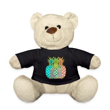 Ananas Chats Fruits Fruits Yogi Yoga Retro 80's - Nounours - noir - Devant