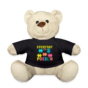Jigsaw Puzzle Piece Puzzle Lover - Teddy Bear - black - Front