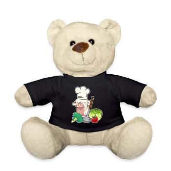 Pork, Vegetable, Vegetarian, Cook, Piglet - Teddy Bear - black - Front