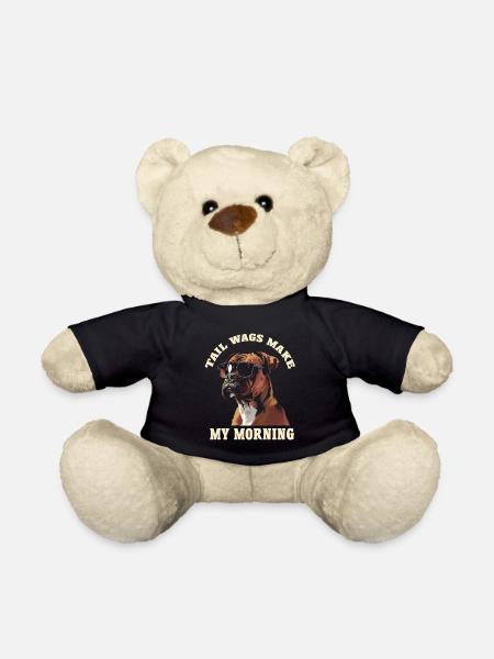 Deutscher Boxer TAIL WAGS MAKE MY MORNING Lustiges - Teddy - Schwarz