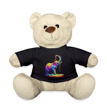 Elephant Animal Pop Art - Teddy Bear - black - Front