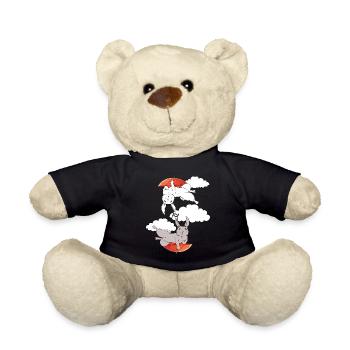Hase Hasen Kaninchen Regenschirm fliegen träumen - Teddy - Schwarz - Vorne