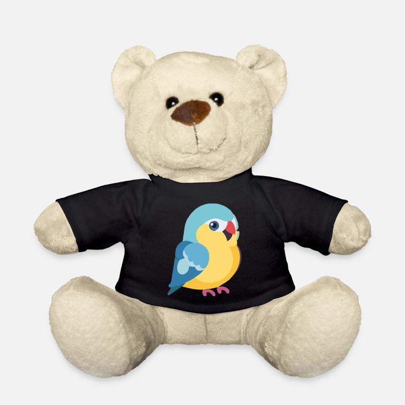 Budgie colorful on branch - Teddy Bear - black
