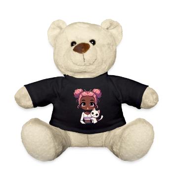 Anime African American Afro Anime Merch Stuff - Teddy Bear - black - Front