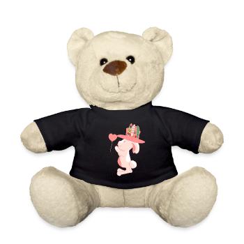 Frohe Ostern Hippie Osterhase Häschen Kinder - Teddy - Schwarz - Vorne