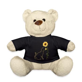 Cat Sunflower, Cute Cat Tees Sunshine Cat Lover - Nounours - noir - Devant