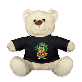 Lustige Tapir Cartoon Sommer Strand Sonnenbrille Gitarre - Teddy - Schwarz - Vorne