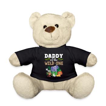 Papa Of The Wild One Birthday Zoo Theme Safari - Teddy Bear - black - Front