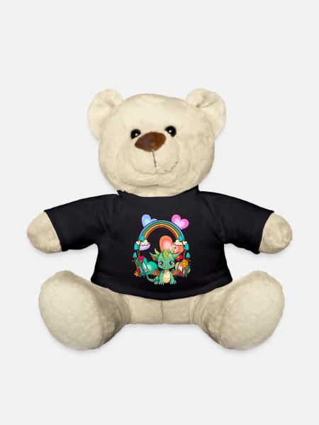 Rainbow Dragon Dragon Mythical Creature Child - Teddy Bear - black