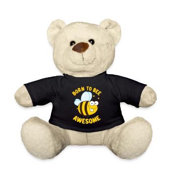 Drôle d’abeille disant Né pour être génial - Nounours - noir - Devant