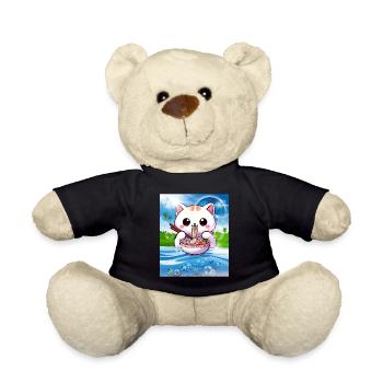 Frutiger Aero Aesthetic Tech Kawaii Ramen Katzenfi - Teddy - Schwarz - Vorne