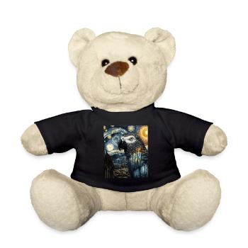 African African Grey Parrot Bird Starry Night Painting - Teddy Bear - black - Front