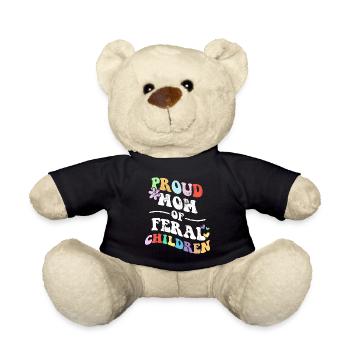 Retro Groovy Proud Mother Of Feral Children Funny - Teddy Bear - black - Front