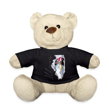 Illinois (United States) | Real Flag | Flag Map Script - Teddy Bear - black - Front