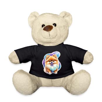 Poméranien Poméranien Aquarelle - Nounours - noir - Devant